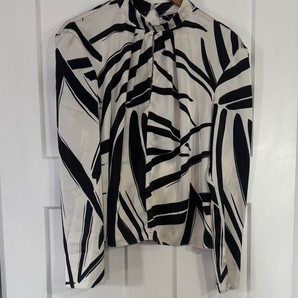 Mango Monochrome Abstract Blouse